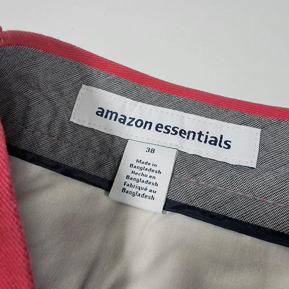 Amazon Essentials Chino Shorts Flat Front Coral Pink Size 38‎ NEW